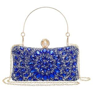 Uxcell Sparkly Crystal Rhinestone Evening Clutch (Blue)